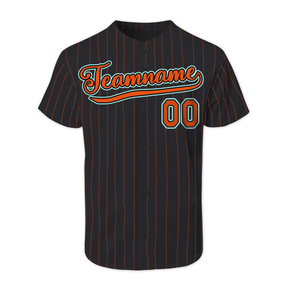 Personalized Black Orange Pinstripe Authentic Baseball Jerseys with Name Logo for Adult Kids