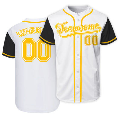 Custom White Yellow Authentic Baseball Jerseys with Name Team Name Logo for Adult Kids