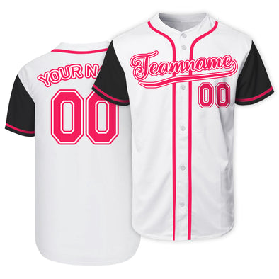 Personalized White Pink Authentic Baseball Jerseys with Name Team Name Logo for Adult Kids