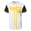 Custom White Yellow Authentic Baseball Jerseys with Name Team Name Logo for Adult Kids