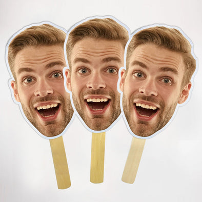 Big Face on a Stick With Wooden Handle Wedding Heads Graduation Head Bachelorette Groom Face Birthday Party