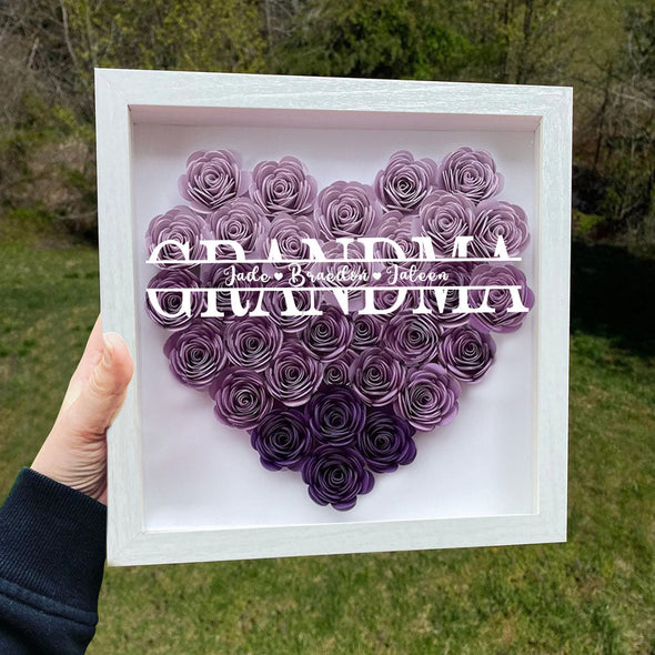 Custom Flower Shadow Box with Name Custom Dried Rose Gift Box for Mom Grandma