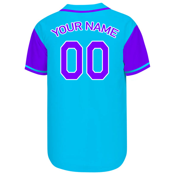 Customized Blue Purple Authentic Baseball Jerseys with Name Team Name Logo for Adult and Kids