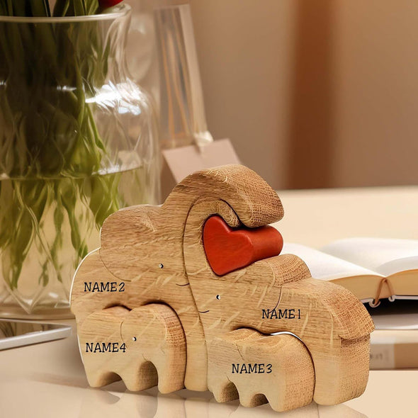 Custom Wooden Elephant Family Name Puzzle Home Decor Christmas Gift