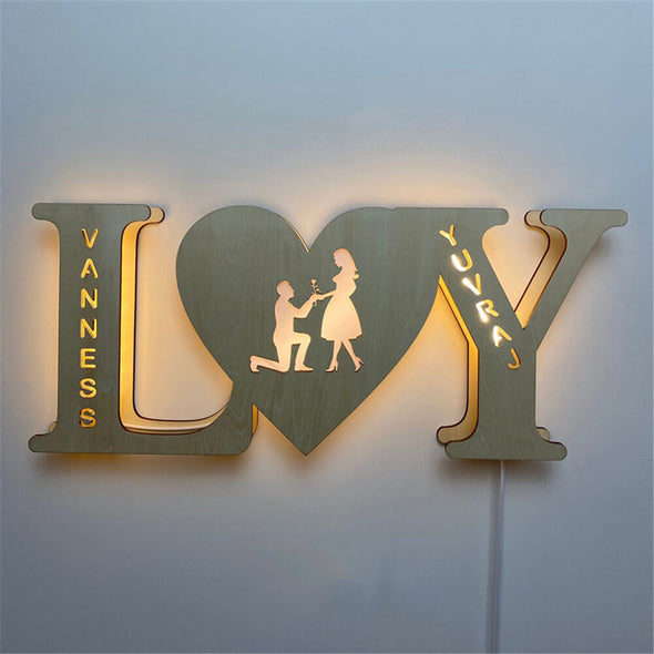 Custom Wall Light with Engraved Name Night Light Valentine's Day Gift
