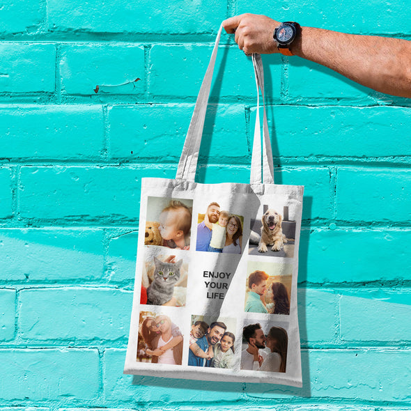 Personalized Canvas Tote Bag with Lover Photos