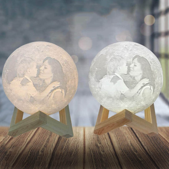 Custom Photo Moon Lamp Custom 3D Photo Engraved Moon Light 2 Colors