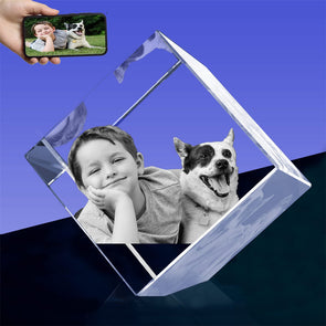 Custom 3D Crystal Photo Personalized 3D Laser Photo Engraved Crystal Christmas Gift for Lover