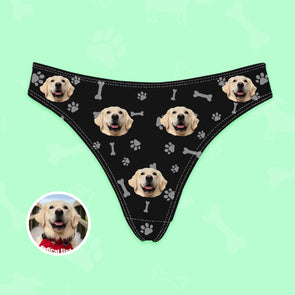 Dog Photo Thongs Custom Underwear with Dog Picture Anniversary Gift for Girlfriend