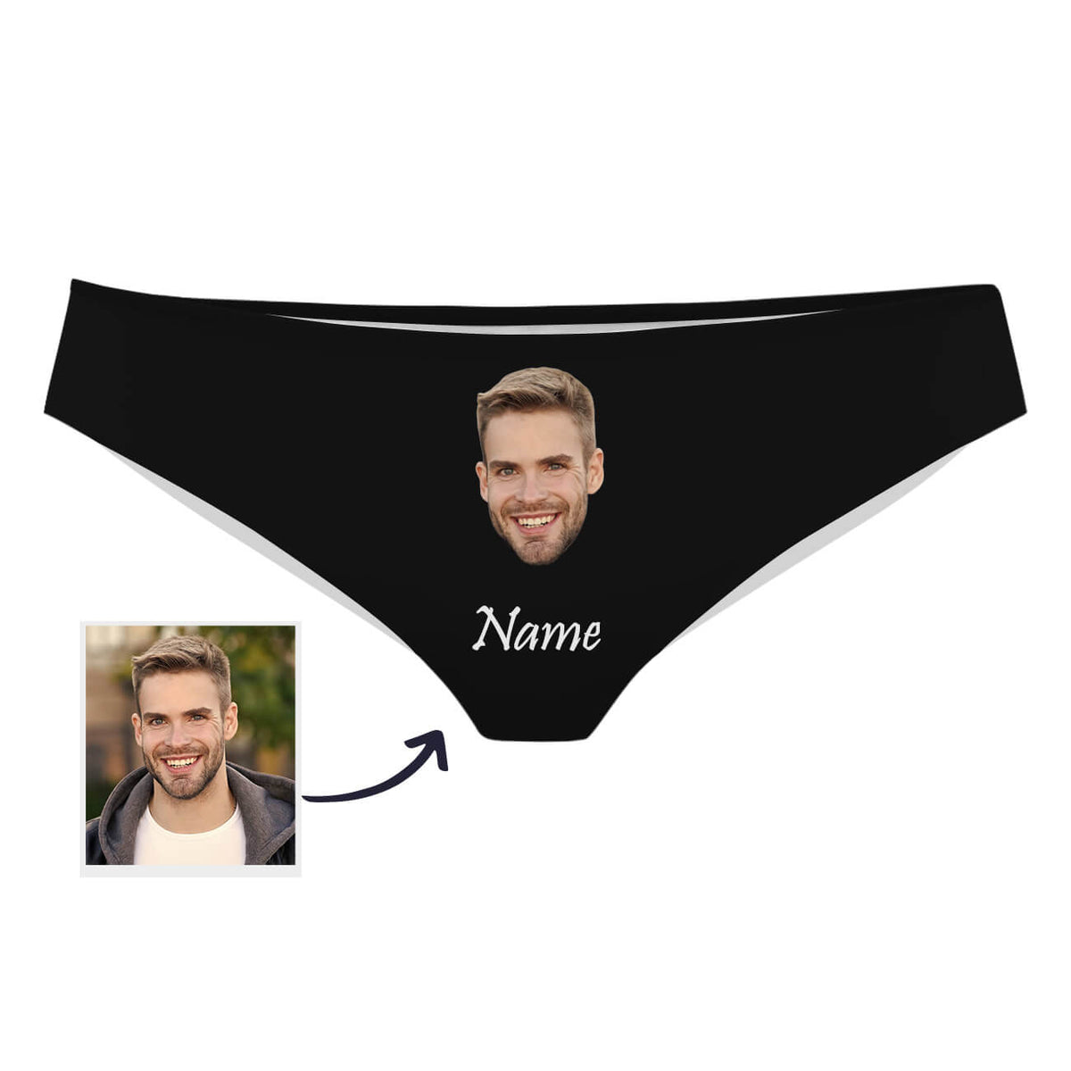 Custom Made Face Photo Panties with Lover Name – Yourphotosocks