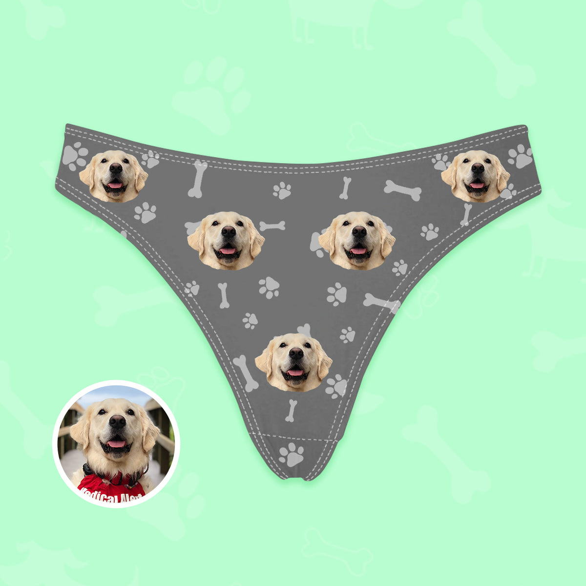 Dog Photo Thongs Custom Underwear with Dog Picture Anniversary