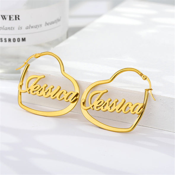 Name Earrings Personalized Name Hoop Earrings  Valentines Day Gift