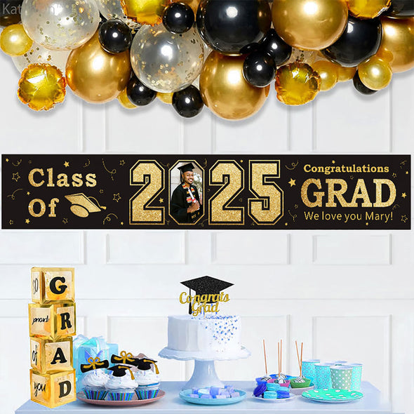 Custom Graduation Banner Congratulations Photo Banner 2025 Grad Fence Banner Graduation Announcement