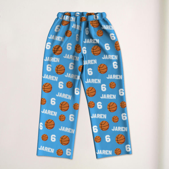 Custom Basketball Pajama Pants with Name Custom Basketball Pajama Gift for Basketball Player Christmas Gift