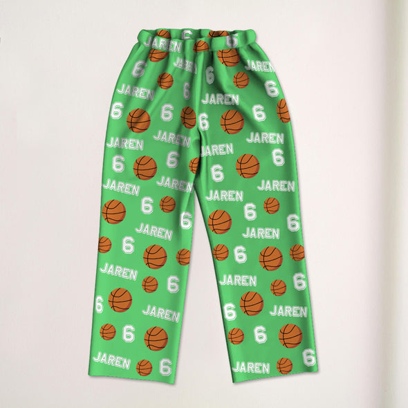 Custom Basketball Pajama Pants with Name Custom Basketball Pajama Gift for Basketball Player Christmas Gift