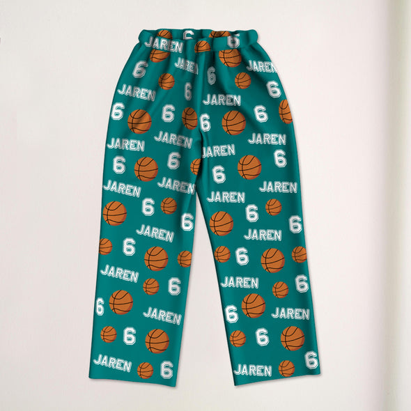 Custom Basketball Pajama Pants with Name Custom Basketball Pajama Gift for Basketball Player Christmas Gift