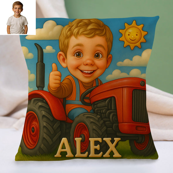 Custom Police Pilot Farmer Cartoon Pillow for Kids Custom Name&Photo Cartoon Pillow for Boys Girls Decorative Throw Pillows