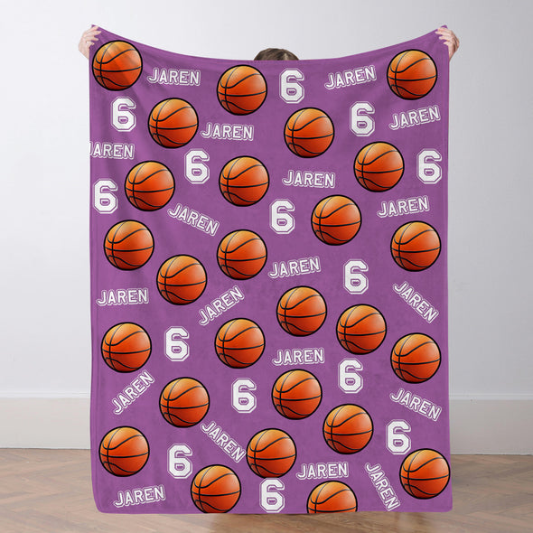 Personalized Basketball Blanket Custom Basketball Player Name Blanket Custom Basketball Gift