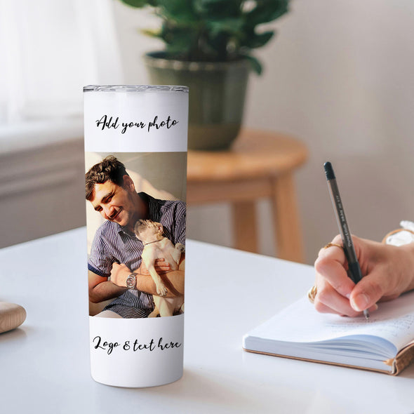Custom 20oz Photo Tumblers Custom Coffee Mug Cup Custom Skinny Stainless Steel Tumblers with Picture Christmas Gift
