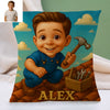 Custom Police Pilot Farmer Cartoon Pillow for Kids Custom Name&Photo Cartoon Pillow for Boys Girls Decorative Throw Pillows