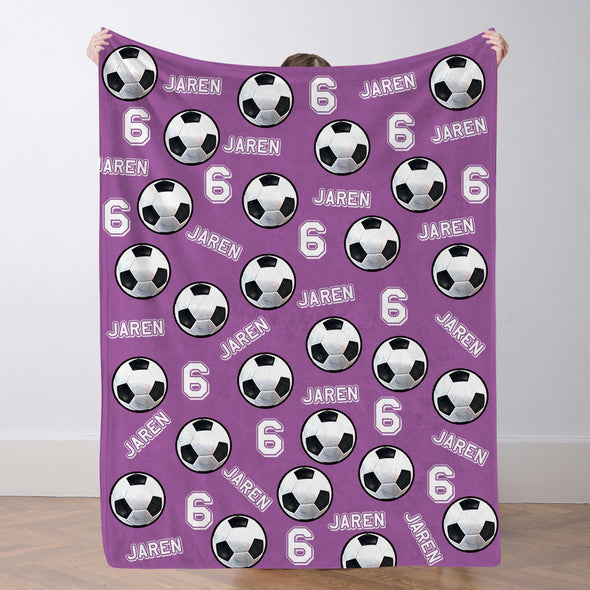Personalized Soccer Blanket Custom Soccer Player Name Blanket Custom Soccer Gift for Son Dad Team