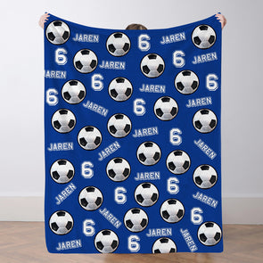 Personalized Soccer Blanket Custom Soccer Player Name Blanket Custom Soccer Gift for Son Dad Team