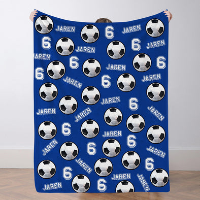 Personalized Soccer Blanket Custom Soccer Player Name Blanket Custom Soccer Gift for Son Dad Team