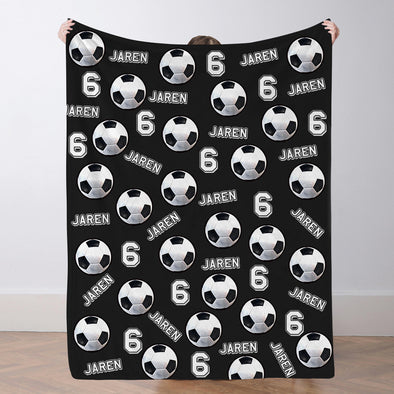 Personalized Soccer Blanket Custom Soccer Player Name Blanket Custom Soccer Gift for Son Dad Team