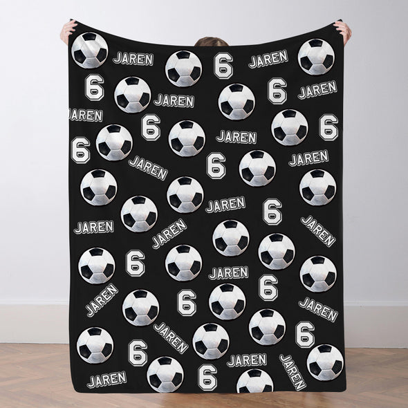 Personalized Soccer Blanket Custom Soccer Player Name Blanket Custom Soccer Gift for Son Dad Team
