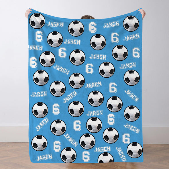 Personalized Soccer Blanket Custom Soccer Player Name Blanket Custom Soccer Gift for Son Dad Team