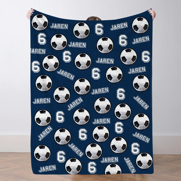 Personalized Soccer Blanket Custom Soccer Player Name Blanket Custom Soccer Gift for Son Dad Team