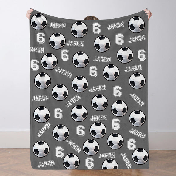 Personalized Soccer Blanket Custom Soccer Player Name Blanket Custom Soccer Gift for Son Dad Team