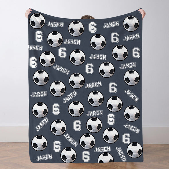 Personalized Soccer Blanket Custom Soccer Player Name Blanket Custom Soccer Gift for Son Dad Team