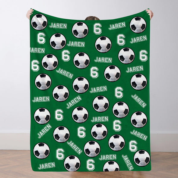 Personalized Soccer Blanket Custom Soccer Player Name Blanket Custom Soccer Gift for Son Dad Team