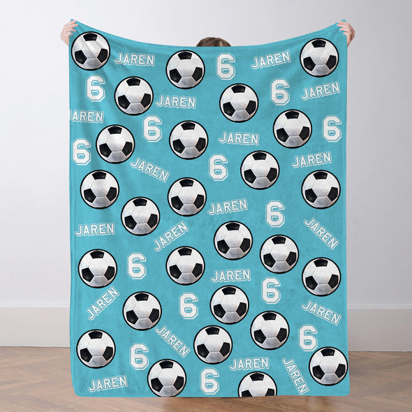 Personalized Soccer Blanket Custom Soccer Player Name Blanket Custom Soccer Gift for Son Dad Team