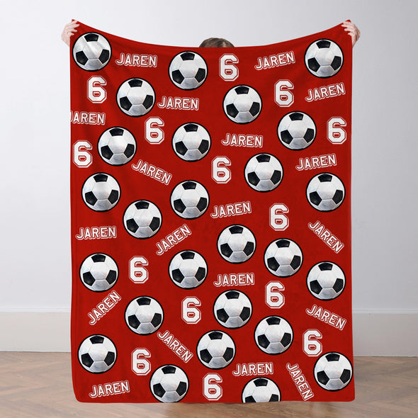 Personalized Soccer Blanket Custom Soccer Player Name Blanket Custom Soccer Gift for Son Dad Team