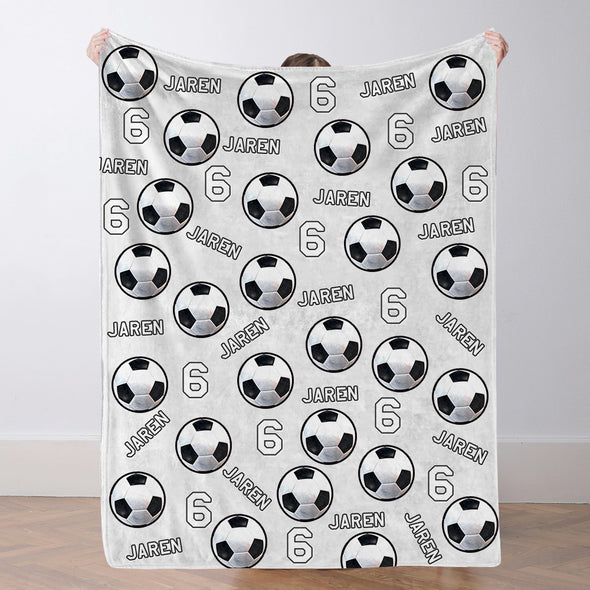 Personalized Soccer Blanket Custom Soccer Player Name Blanket Custom Soccer Gift for Son Dad Team