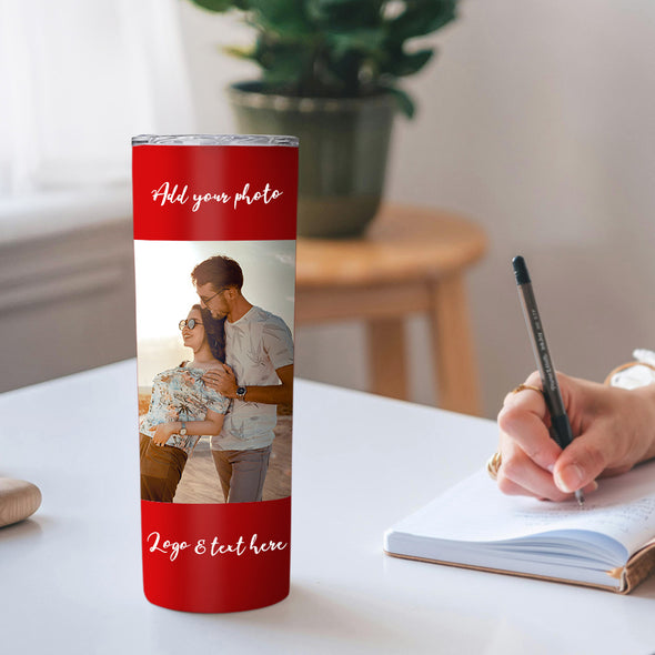 Custom 20oz Photo Tumblers Custom Coffee Mug Cup Custom Skinny Stainless Steel Tumblers with Picture Christmas Gift