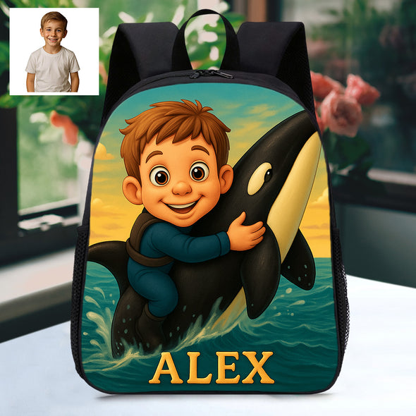 Personalized Backpack for Boys Girls Custom Animal Cartoon Photo Theme School Bag Children's Shoulder Backpack