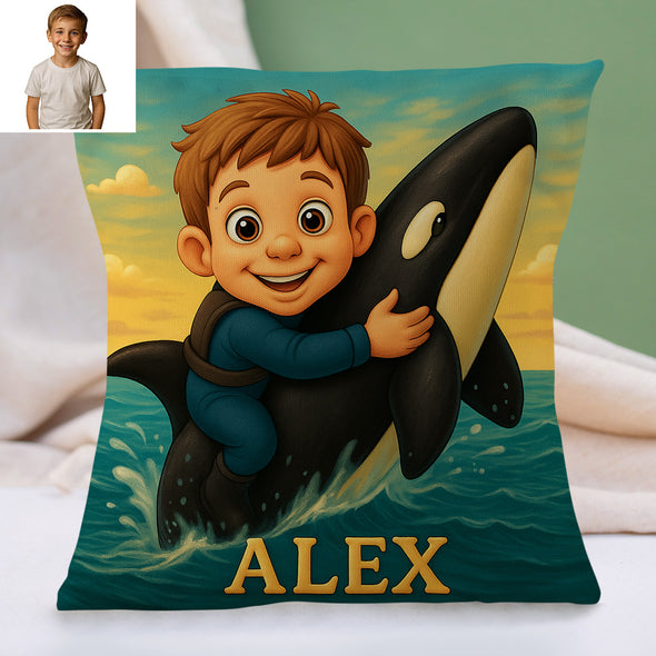 Custom Animal Cartoon Pillow for Kids Custom Name&Photo Cartoon Pillow for Boys Girls Decorative Throw Pillows
