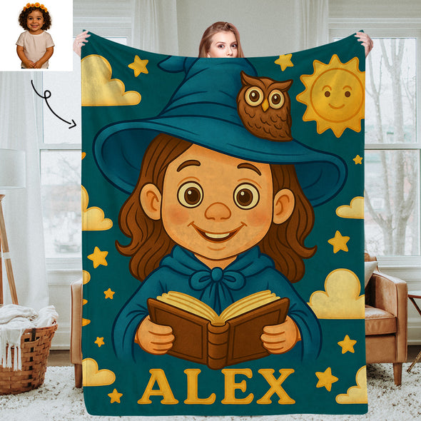 Custom Princess Prince Cartoon Photo Blankets for Kids Custom Photo&Name Blankets for Boys Girls Christmas Gift