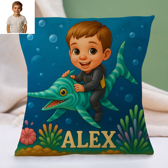 Custom Animal Cartoon Pillow for Kids Custom Name&Photo Cartoon Pillow for Boys Girls Decorative Throw Pillows