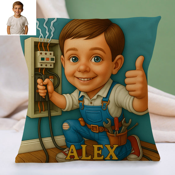 Custom Police Pilot Farmer Cartoon Pillow for Kids Custom Name&Photo Cartoon Pillow for Boys Girls Decorative Throw Pillows