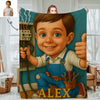 Custom Farmer Police Worker Cartoon Photo Blankets for Kids Custom Photo&Name Blankets for Boys Girls Christmas Gift