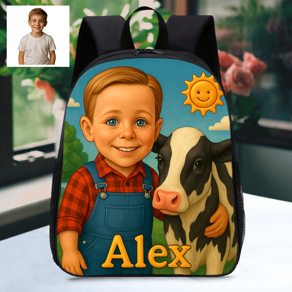 Personalized Backpack for Boys Girls Custom Animal Cartoon Photo Theme School Bag Children's Shoulder Backpack