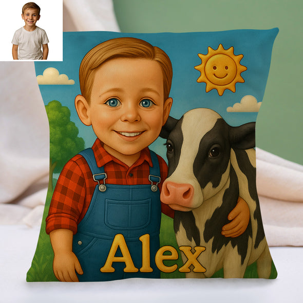 Custom Animal Cartoon Pillow for Kids Custom Name&Photo Cartoon Pillow for Boys Girls Decorative Throw Pillows
