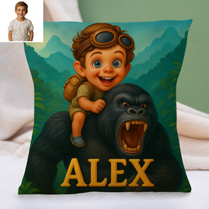 Custom Animal Cartoon Pillow for Kids Custom Name&Photo Cartoon Pillow for Boys Girls Decorative Throw Pillows