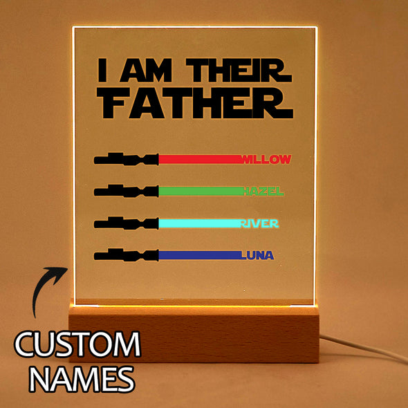 Fathers Day Custom Acrylic Lamp I'm Their Father Personalized Acrylic LED Night Light Gift for Dad