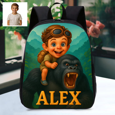 Personalized Backpack for Boys Girls Custom Animal Cartoon Photo Theme School Bag Children's Shoulder Backpack