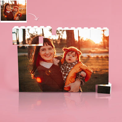 Personalized Building Brick Custom Photo Block Puzzle Heart Photo Building Brick Anniversary Gift